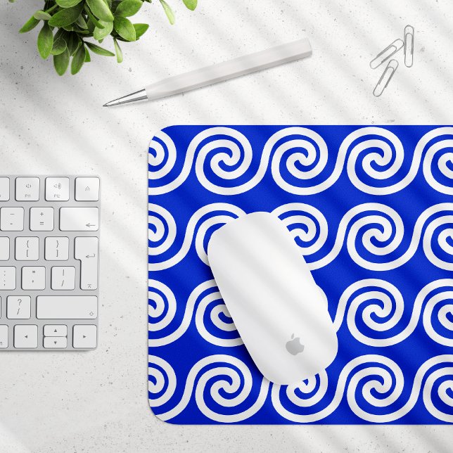 Greek Meander Key Waves Pattern Blue Mouse Pad (Creator Uploaded)