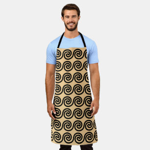 Greek Meander Key Waves Pattern Brown Apron