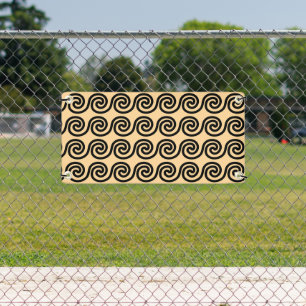 Greek Meander Key Waves Pattern Brown Banner
