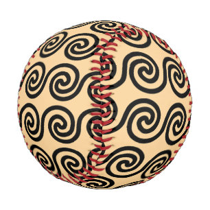Greek Meander Key Waves Pattern Brown Baseball