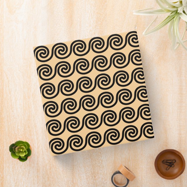 Greek Meander Key Waves Pattern Brown Binder (In Situ)