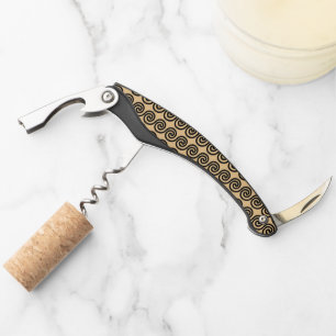 Greek Meander Key Waves Pattern Brown Corkscrew
