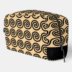 Greek Meander Key Waves Pattern Brown Dopp Kit