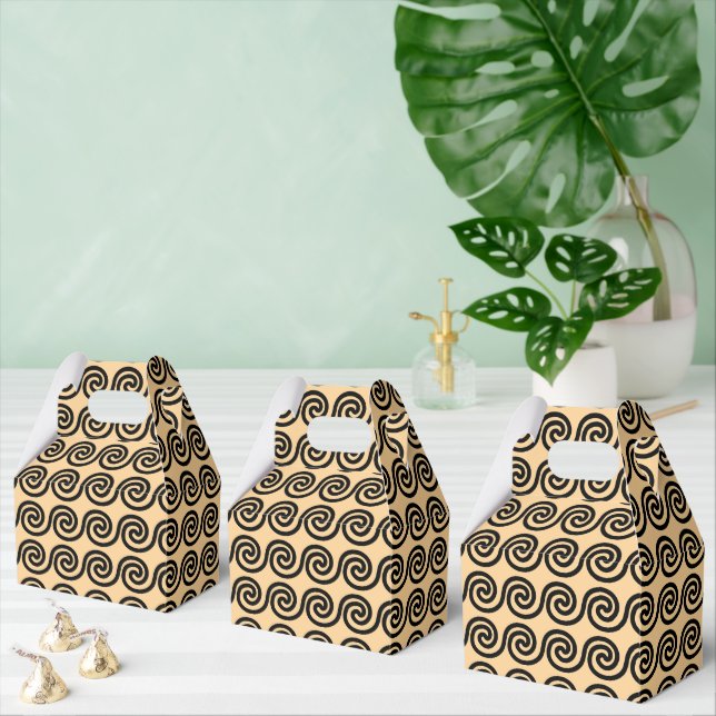 Greek Meander Key Waves Pattern Brown Favor Box (Multiple)