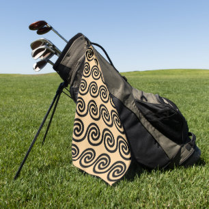 Greek Meander Key Waves Pattern Brown Golf Towel