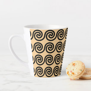 Greek Meander Key Waves Pattern Brown Latte Mug