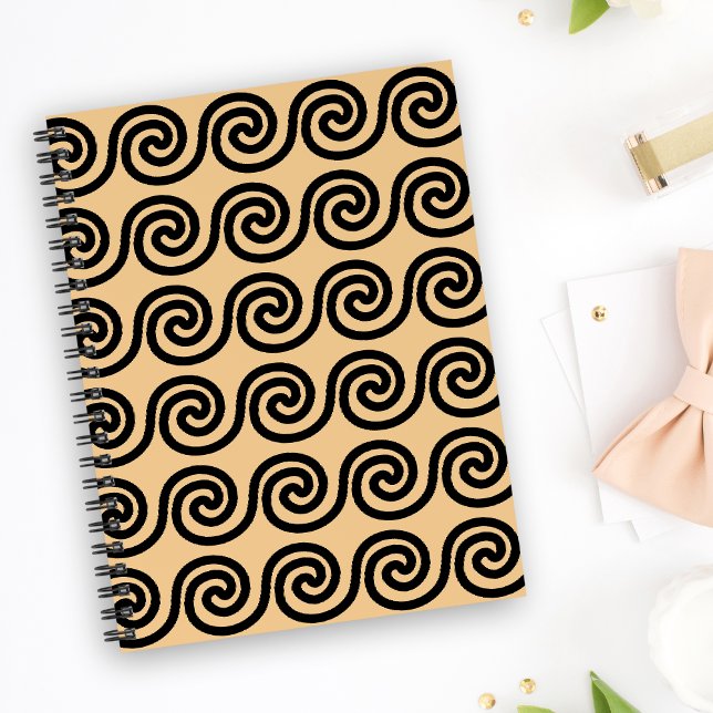 Greek Meander Key Waves Pattern Brown Notebook (Creator Uploaded)