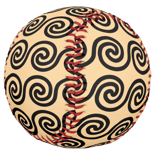 Greek Meander Key Waves Pattern Brown Softball (Angled)