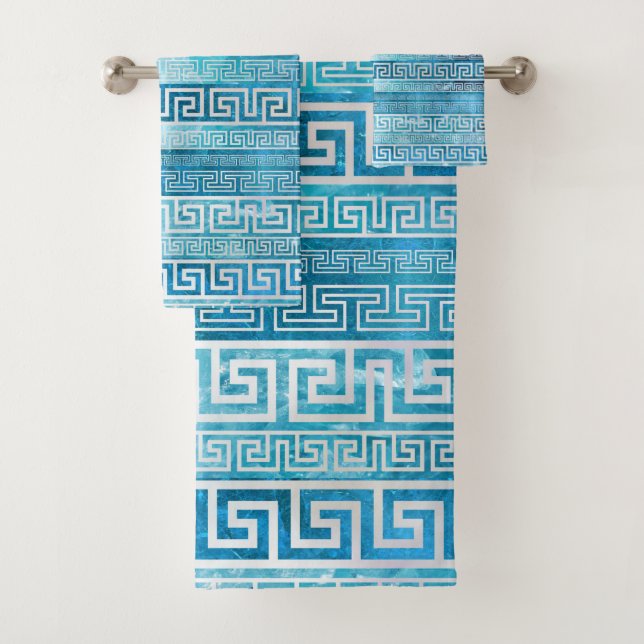 Greek Meander Pattern - Greek Key Ornament Bath Towel Set (Insitu)