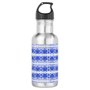 Greek Mediterranean Arabesque Pattern Blue 532 Ml Water Bottle