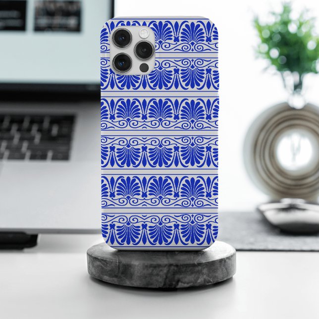 Greek Mediterranean Arabesque Pattern Blue iPhone Case (Creator Uploaded)