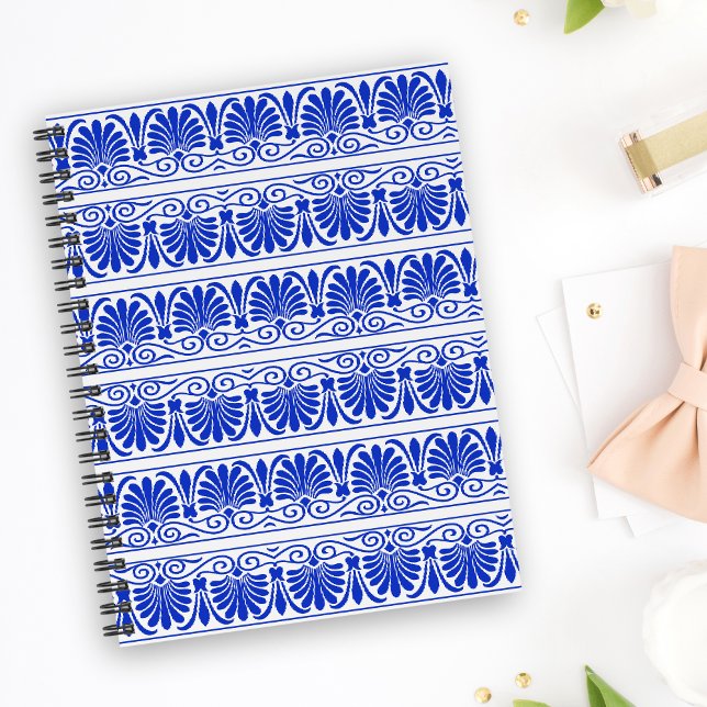 Greek Mediterranean Arabesque Pattern Blue Notebook (Creator Uploaded)