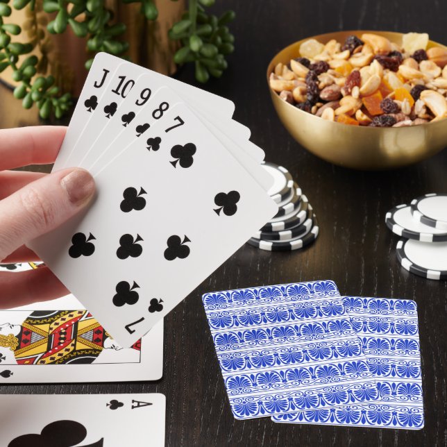 Greek Mediterranean Arabesque Pattern Blue Playing Cards (In Situ)