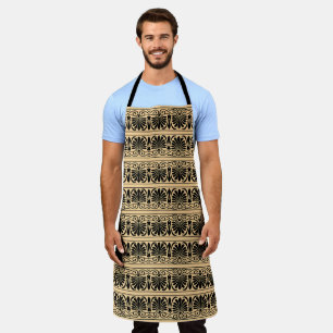 Greek Mediterranean Arabesque Pattern Brown Apron