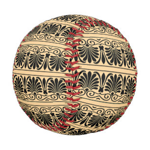 Greek Mediterranean Arabesque Pattern Brown Baseball
