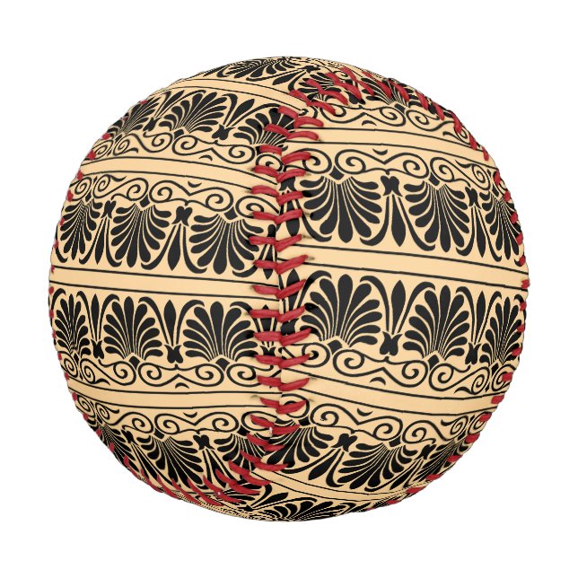 Greek Mediterranean Arabesque Pattern Brown Baseball (Angled)