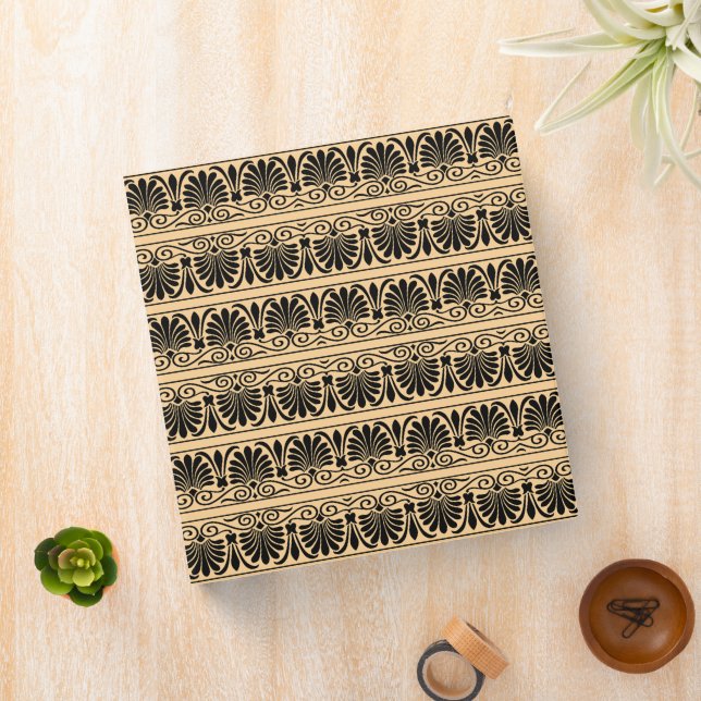 Greek Mediterranean Arabesque Pattern Brown Binder (In Situ)