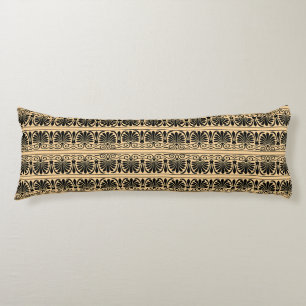 Greek Mediterranean Arabesque Pattern Brown Body Pillow