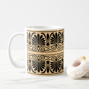 Greek Mediterranean Arabesque Pattern Brown Coffee Mug