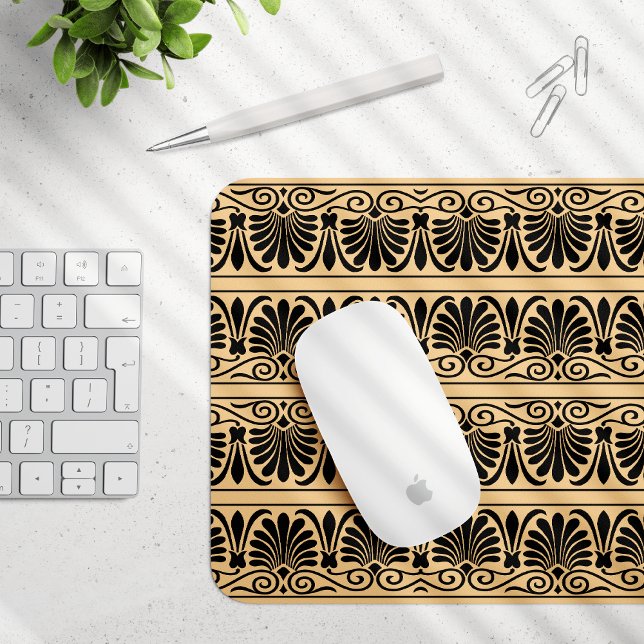 Greek Mediterranean Arabesque Pattern Brown Mouse Pad (Creator Uploaded)
