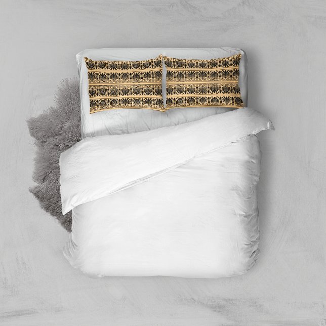 Greek Mediterranean Arabesque Pattern Brown Pillowcase (Creator Uploaded)