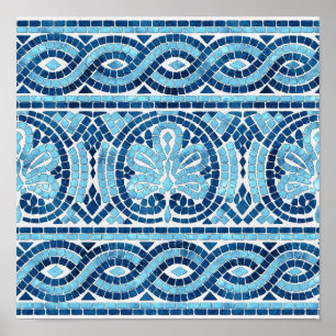 Greek Mosaic Tile Ornament Poster
