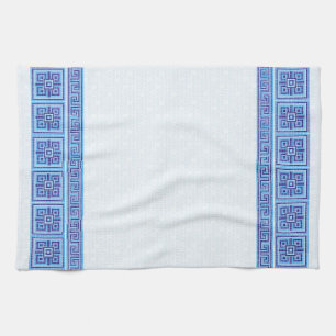 Greek Mosaic Tile Ornament - Shades of Blue Kitchen Towel