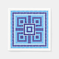 Greek Mosaic Tile Ornament - Shades of Blue