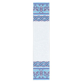 Greek Mosaic Tile Ornament - Shades of Blue Short Table Runner