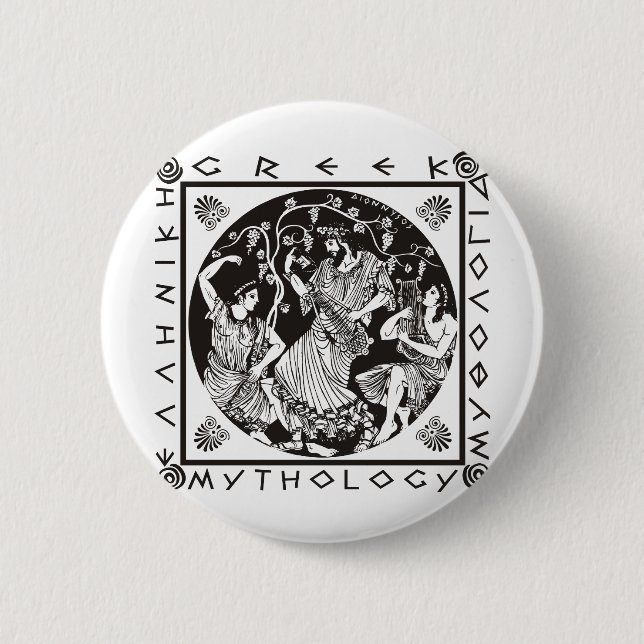 Greek Mythology - Black 2 Inch Round Button (Front)