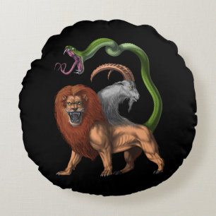 Greek Mythology Chimera Round Pillow