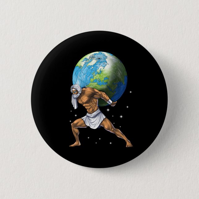 Greek Mythology God Atlas 2 Inch Round Button (Front)