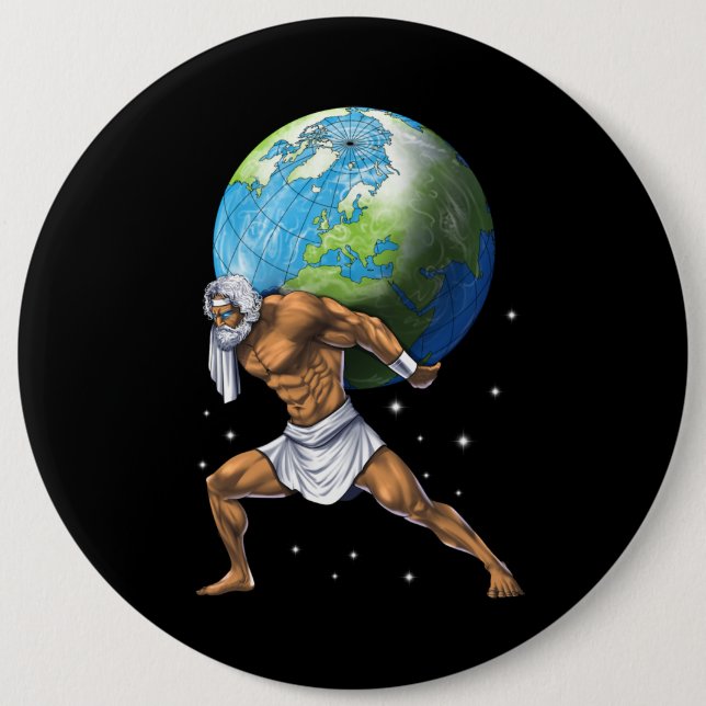 Greek Mythology God Atlas 6 Inch Round Button (Front)