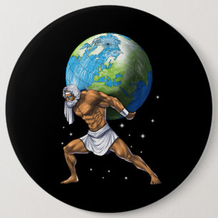 Greek Mythology God Atlas 6 Inch Round Button