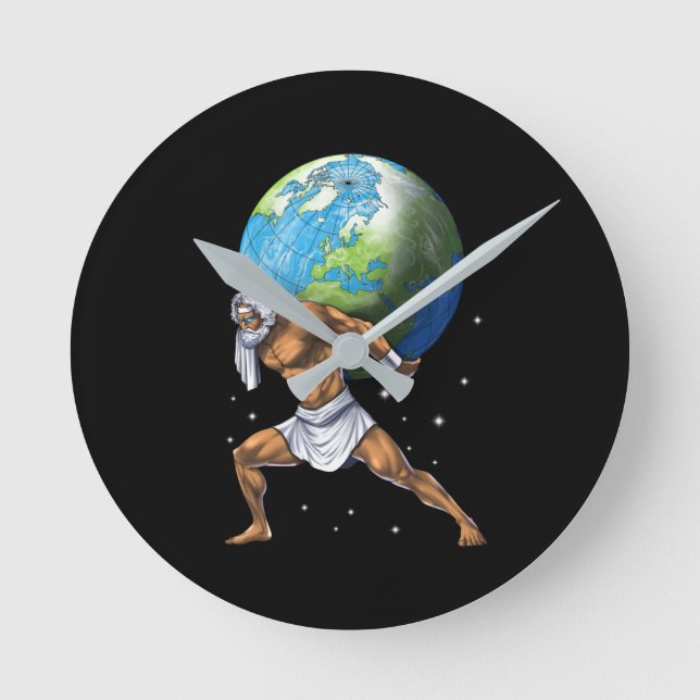 Greek Mythology God Atlas Round Clock (Front)