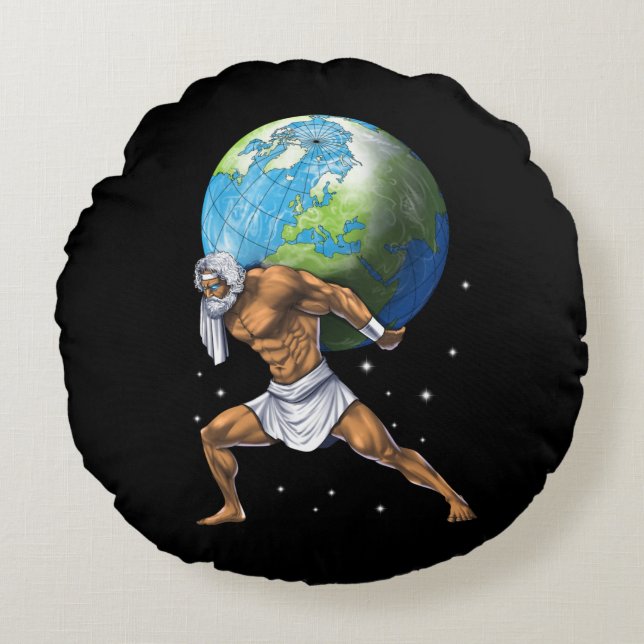 Greek Mythology God Atlas Round Pillow (Front)