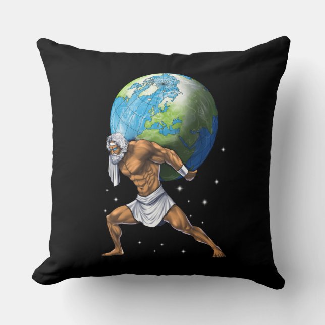 Greek Mythology God Atlas Throw Pillow (Front)
