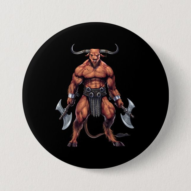 Greek Mythology Minotaur 3 Inch Round Button (Front)