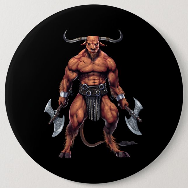 Greek Mythology Minotaur 6 Inch Round Button (Front)