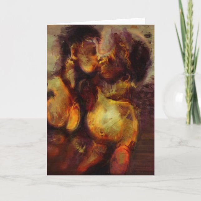 Greek Night Kiss Holiday Card (Front)