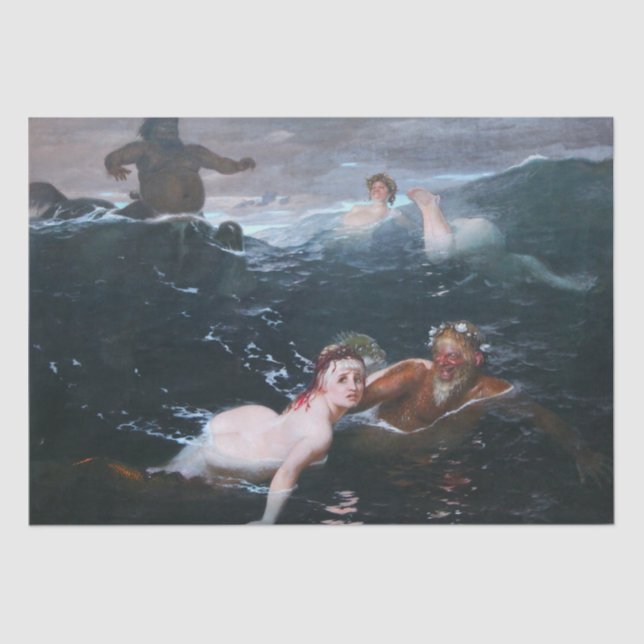 Greek Nymphs and Satyrs Playing in the Waves Tissue Paper (Front)