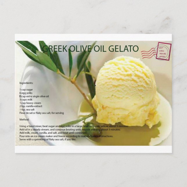 GREEK Olive Oil Gelato Recipe Postcard (Front)