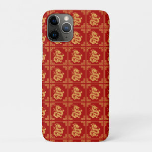 Greek Ornament Frame Gold Dragon Pattern Red  iPhone 11 Pro Case