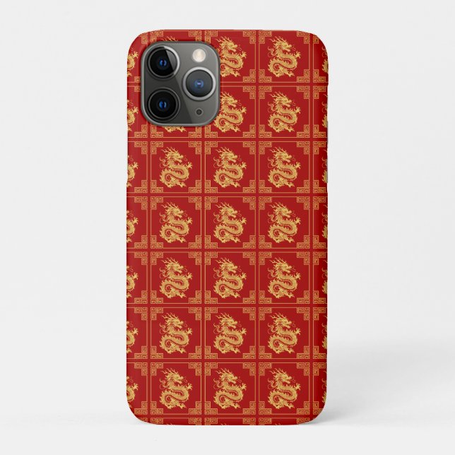 Greek Ornament Frame Gold Dragon Pattern Red  Case-Mate iPhone Case (Back)