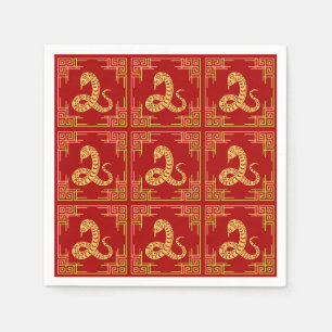 Greek Ornament Frame Gold Snake Pattern Red  Napkin
