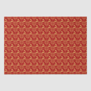 Greek Ornament Frame Gold Snake Pattern Red  Tissue Paper