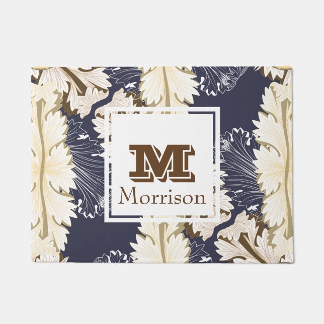Greek Ornate Leaves in Cream Personalized Doormat (Front)