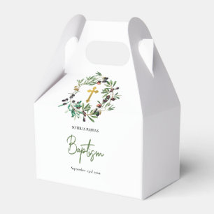 Greek Orthodox Christening Baptism Olives Greenery Favor Box
