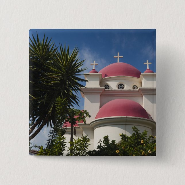 Greek Orthodox Monastery 2 Inch Square Button (Front)