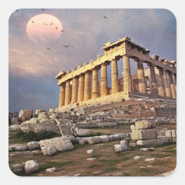 Greek Parthenon Square Sticker (Front)